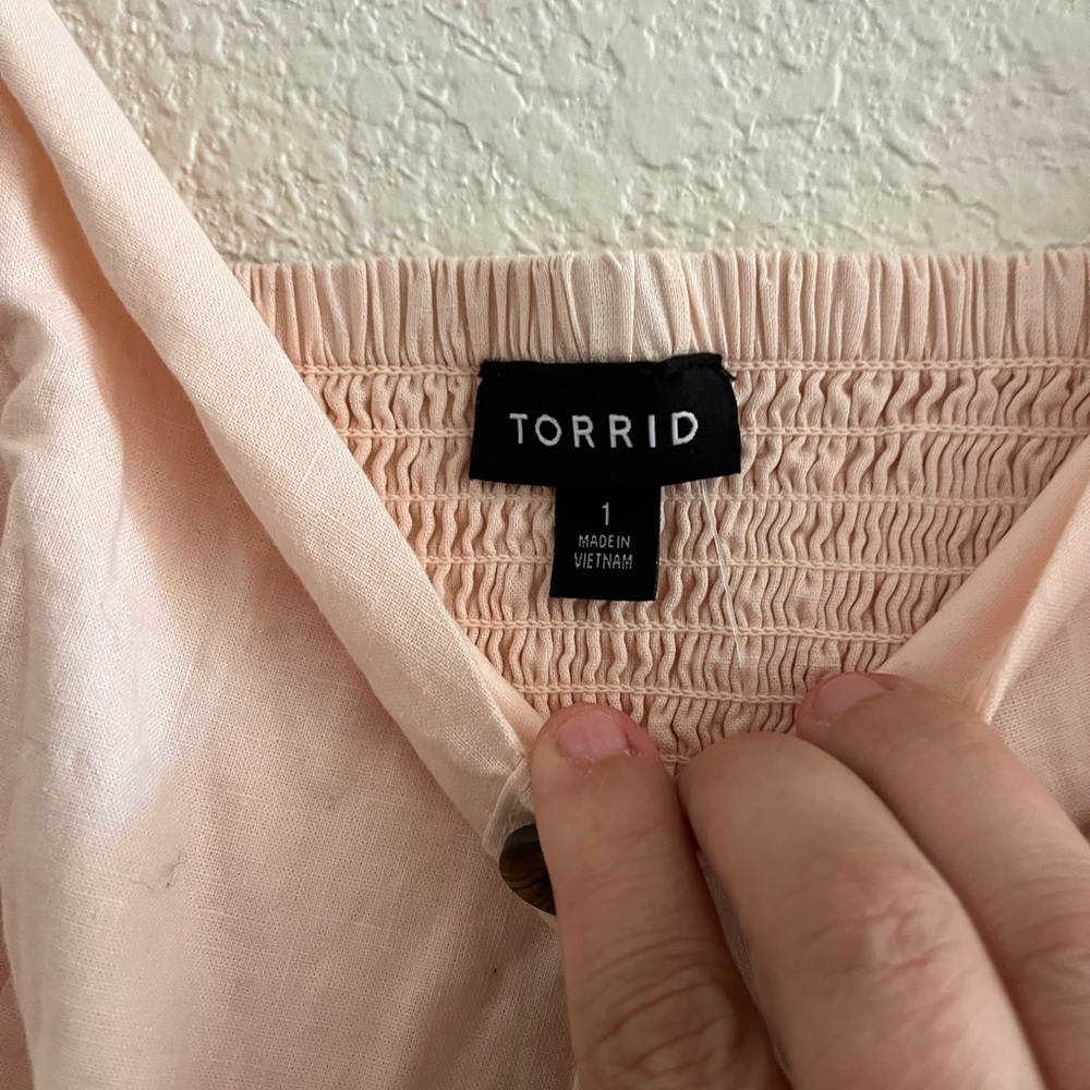 TORRID MID LINEN BUTTON-FRONT DRESS - Picture 3 of 6